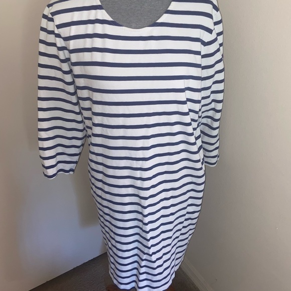 EUC Old Navy Cream & Navy Blue Stripe Dress - Picture 3 of 7